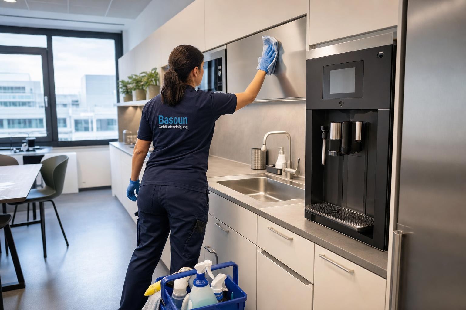 Professionelle Reinigung eines modernen Arbeitsplatzes für eine Büroreinigung in Rosenheim